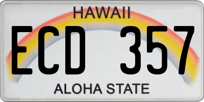 HI license plate ECD357