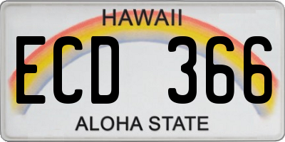 HI license plate ECD366