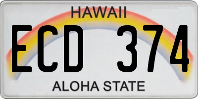 HI license plate ECD374