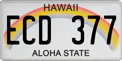 HI license plate ECD377