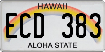 HI license plate ECD383