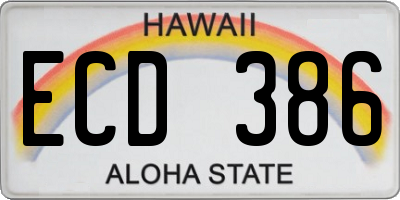 HI license plate ECD386