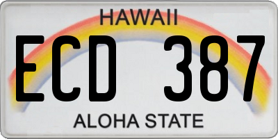 HI license plate ECD387