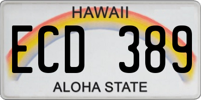 HI license plate ECD389