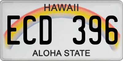 HI license plate ECD396