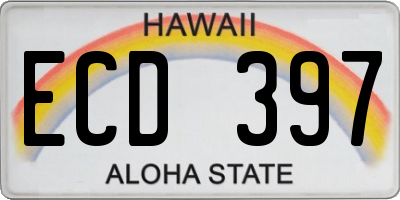 HI license plate ECD397