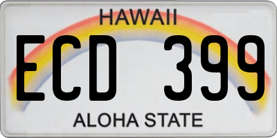 HI license plate ECD399