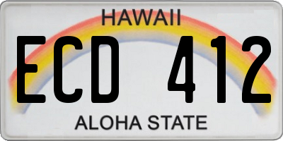 HI license plate ECD412