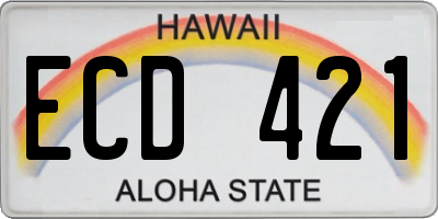 HI license plate ECD421
