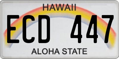 HI license plate ECD447