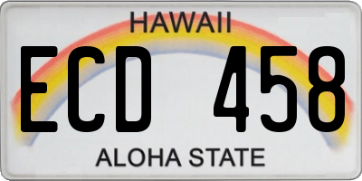 HI license plate ECD458