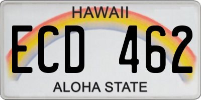 HI license plate ECD462