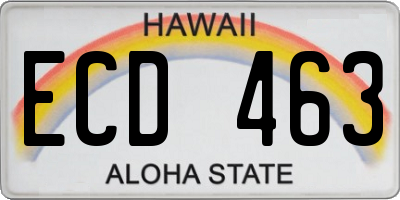 HI license plate ECD463