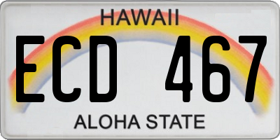 HI license plate ECD467