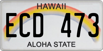 HI license plate ECD473