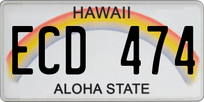 HI license plate ECD474