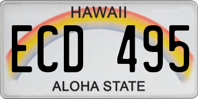 HI license plate ECD495