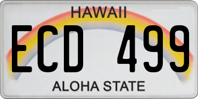 HI license plate ECD499