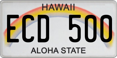 HI license plate ECD500