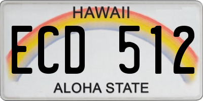 HI license plate ECD512