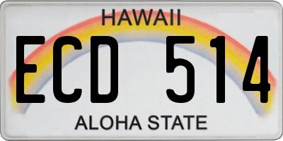 HI license plate ECD514