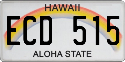 HI license plate ECD515