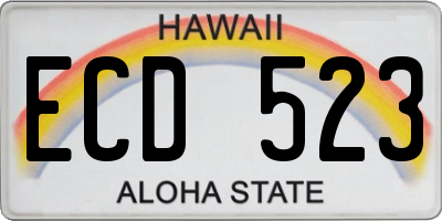 HI license plate ECD523