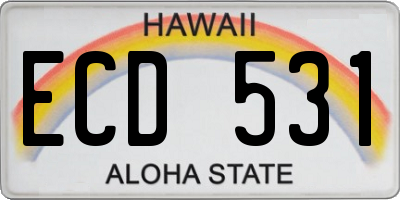 HI license plate ECD531