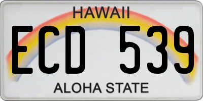 HI license plate ECD539