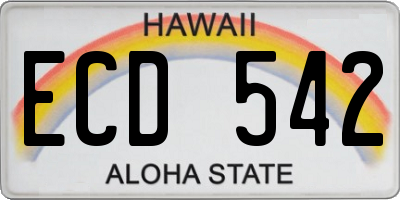 HI license plate ECD542