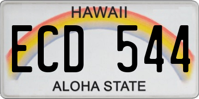 HI license plate ECD544