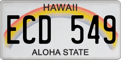 HI license plate ECD549