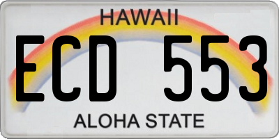 HI license plate ECD553