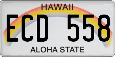 HI license plate ECD558
