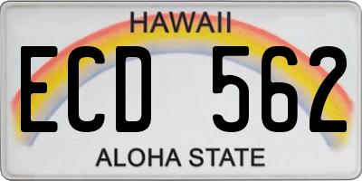 HI license plate ECD562