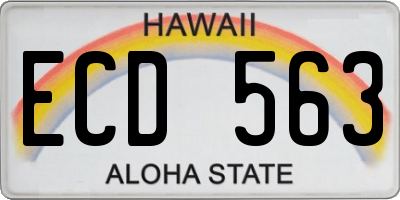 HI license plate ECD563
