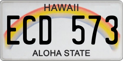 HI license plate ECD573
