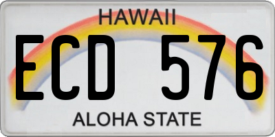 HI license plate ECD576