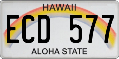 HI license plate ECD577