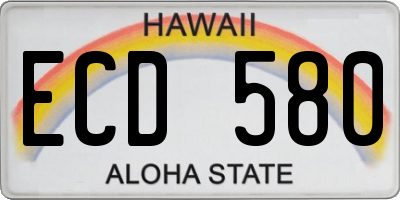 HI license plate ECD580