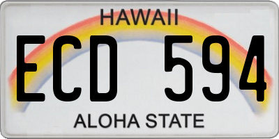 HI license plate ECD594