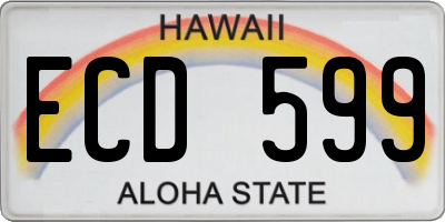 HI license plate ECD599