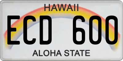 HI license plate ECD600