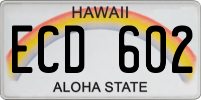 HI license plate ECD602