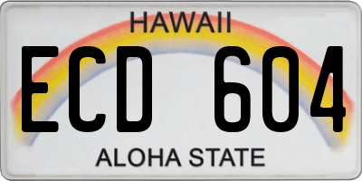 HI license plate ECD604