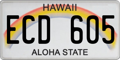 HI license plate ECD605