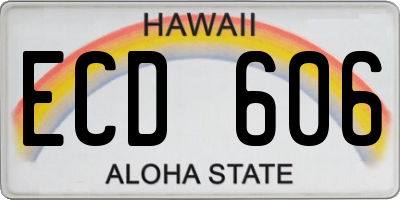 HI license plate ECD606