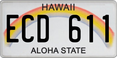 HI license plate ECD611