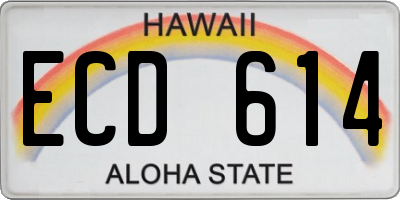 HI license plate ECD614
