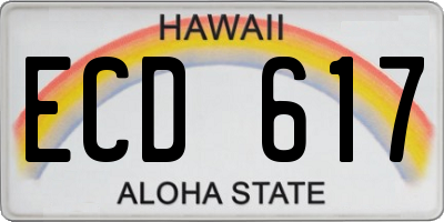 HI license plate ECD617